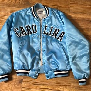 Vintage Swingster Carolina Tarheels Satin Blue Bomber Jacket